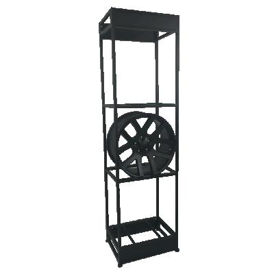 China Disassemble Custom 3 Row Factory Metal Automobile Tire Outlet Wheel Rim Display Shelving Wheel Hub Rack for sale