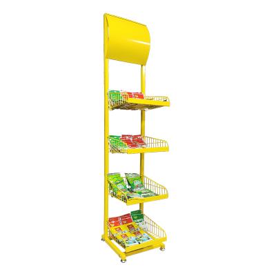 China Take Down Retail Sales Floor Supermarket Potato Chips Metal Display Rack High Quality Rack For Market Shelf for sale