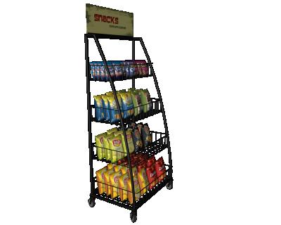 China Take Down Wire Mesh Basket Metal Potato Chips Snack Rack Retail Display Racks For Convenience Stores And Snack Bars for sale