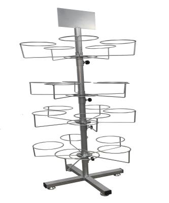 China Disassemble 4 Rows 20 Hooks Hanger Hooks Height Adjustable Rotating Metal Wire Hat Rack / Hat Display Rack for sale