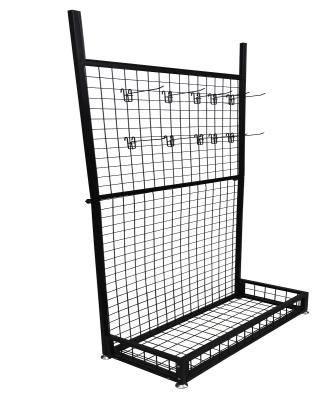 China Disassemble Cheap Retail Iron Floor Showroom Wire Mesh Grid Food Snack Crate Shelves Cosmetic Hanging Display Shelving for sale