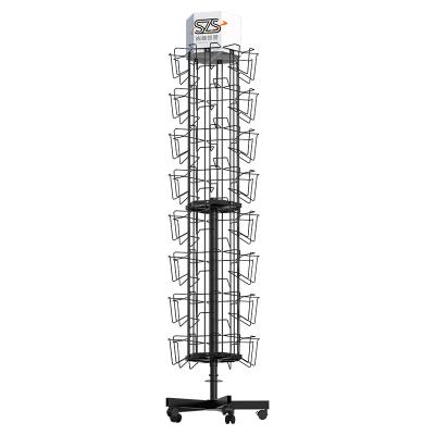 China Disassemble Rotating Vertical Pockets Wire Wall Party Gift Card Display Stand Rack For Supermarket for sale