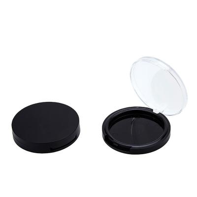 China Recyclable Yiyue Powder Compact Case Customized Empty Round Black Cosmetic Plastic Packaging Container Makeup Case for sale