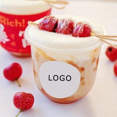 China 10oz 300ml Wholesale Customization PET/PLA 90mm Logo U Shape Single Wall Disposable Plastic Cup For Ice Cream Cups 10oz for sale