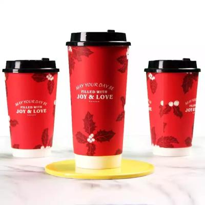 China Double 8/12//16/20/22oz Hot Water Beverage Wallpaper Cup Logo Packaging High Quality Biodegradable Custom Paper Cup Disposable Coffee Cup for sale