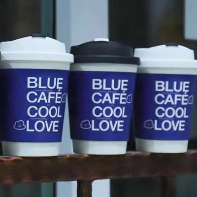 China DOUBLE WALL 16oz 500ml Double Wall Paper Cup Wholesaler Eco-friendly Take Away Custom LOGO Paper 16oz Cup Disposable Coffee Cup for sale