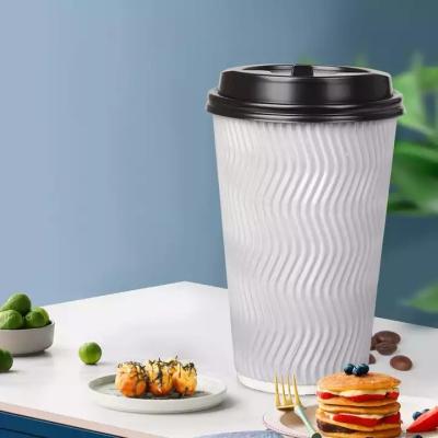 China Wholesale Ripple Wall 8oz/12oz/16oz DOUBLE WALL Ripple Wallpaper Cups Disposable Coffee Cup 240/360/500ml Hot Sale for sale