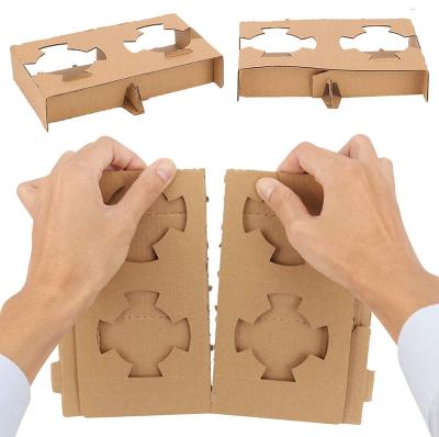 China DOUBLE WALL 1/2/4 Cup Kraft Paper Box Carrier Paper Drink Carrier Coffee Cup To Go Carrier For Takeout Cup Holder for sale