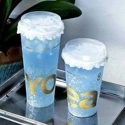 China Single wall 22oz 700ml pp frosted 90mm disposable plastic injection custom printed logo for boba tea plastic cup 22oz for sale