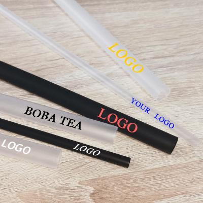 China Customized single wall colors logo boba straw printing disposable plastic logo on straw 9mm 11mm for sale