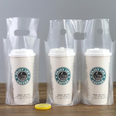 China Single Wall Raincoats Take Out Delivery Juice Coffee Drink Carry Bags TO GO Plastic Bag BAB Custom Tote Packaging Pouching With Logo for sale