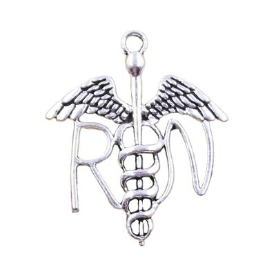 China Zinc Alloy Charms Medical Caduceus Symbol 43x37mm Handmade Making Fit, Vintage Color Tibetan Silver Pendants, DIY For Bracelet Necklace for sale