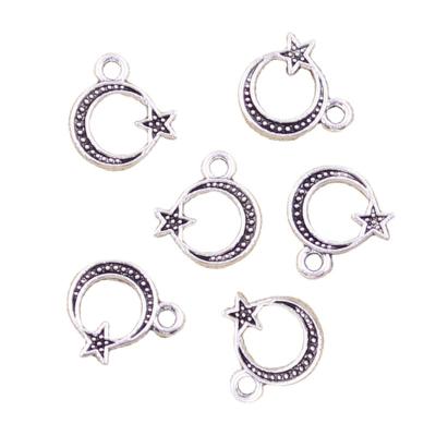 China Zinc Alloy Charms Moon Star 12x11mm Handmade Making Fit, Vintage Color Tibetan Silver Pendants, DIY For Bracelet Necklace for sale