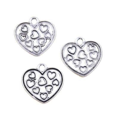 China Zinc Alloy Charms Hollow Heart 19x19mm Handmade Making Fit, Vintage Color Tibetan Silver Pendants, DIY For Bracelet Necklace for sale