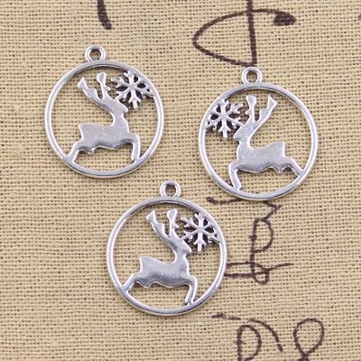 China Zinc Alloy Deer Charms Antique Silver Color Christmas Deer Snow Snowflakex Pendants DIY Crafts Making Findings Handmade Tibetan Jewelry for sale