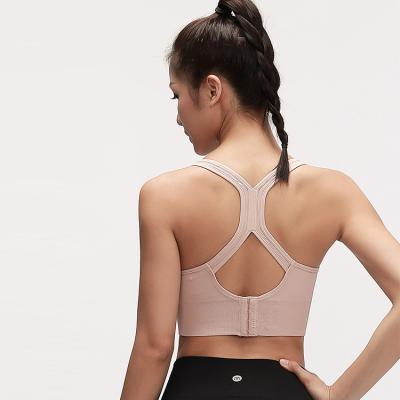 China Antibacterial Sexy High Impact Yoga Bra Stretch Push Up Fitness Wear Racerback Women Sports Shockproof Bra for sale