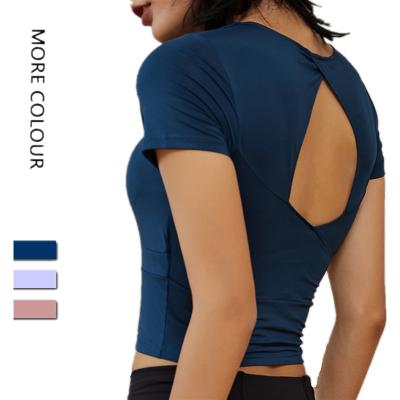 China Custom Quick Dry Workout Fitness Clothing Women Sportswear Gym Breathable Padded Active Shirts for sale