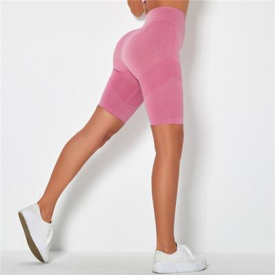 China Wholesale Women Breathable High Waisted Fitness Solid Color Ladies Seamless Yoga Biker Shorts for sale