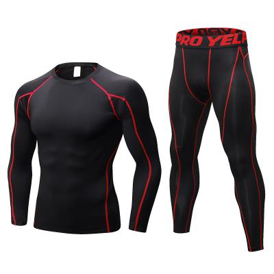 China Custom Logo Long Sleeve Compression Men Antibacterial Sports Jogging Running Tracksuit Fitness Training Suit for sale