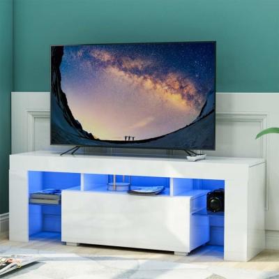 China (Other) Huayi Adjustable White Modern Wooden Cabinet RGB Furniture LED TV Unit Stand for sale