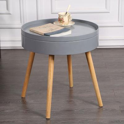 China Modern fujianhuayi solid wood legs around table side round storage wooden coffee table for sale