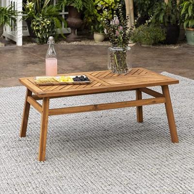 China Fujianhuayi Patio Chevron Wood Patio Transitional Wood Rectangle Coffee Table Side Center Table Garden Furniture for sale