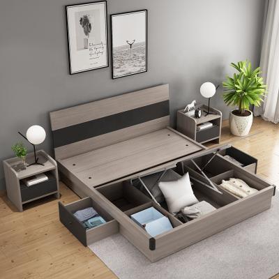 China (Size)Huayi King Size Bedroom Furniture Adjustable Wooden Leather Bed Sets With Storage Box Function for sale