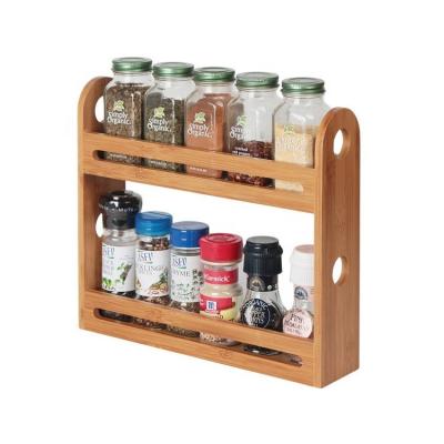 China Fujianhuayi Bamboo Bamboo Spice Rack, Wooden Spice Bottle Holder Rack Organizer For Kitchen Storage Universal Rack for sale