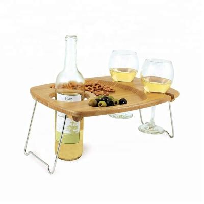 China Modern Huyai Picnic Wine and Snacks Table, Bamboo Wine Rack Table for sale