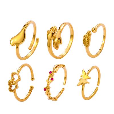 China European women and the American loving heart with opening foot ring women fashion popular butterfly knuckle ring 6 beach toe ring set for sale