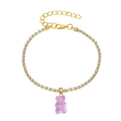 China Europe and America women's bear chain rhinestone summer cute soft creative anklet chain resin pendant foot ornaments female accessories for sale