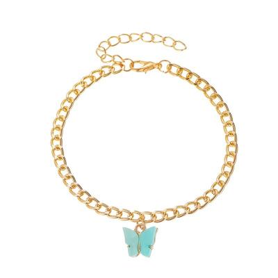 China European women and the new American summer beach simple foot ornaments anklet chain acrylic metal central statistics color butterfly foot thick chain ornaments for sale