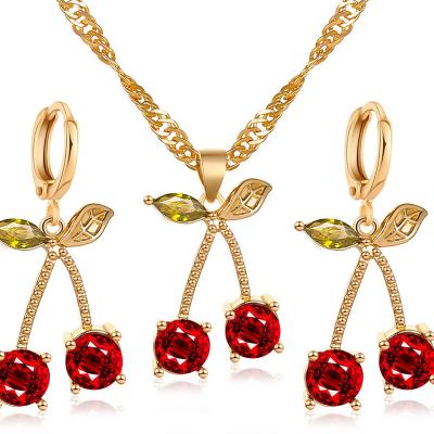 China Hot Sale Women's Wedding Party Jewelry Elegant Necklace Women's Simple Pomegranate All-match Crystal Earrings for sale