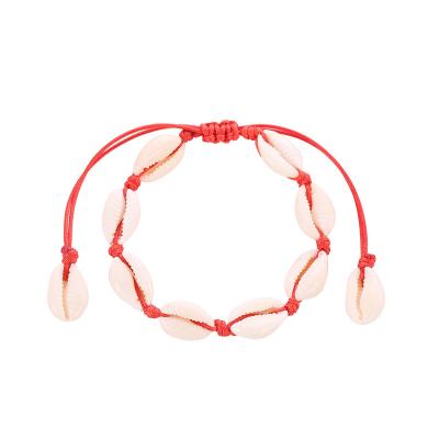 China New Conch Shell Hand Bracelet Women's Natural Shell Knotted Anklet Bracelet Weaving Braided Bracelet for sale