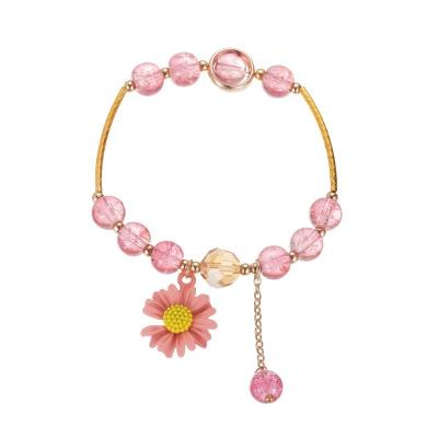 China Women's Beads Bracelet INS Daisy Bracelet Mori Style Glass Chipping Cool Girlfriends Beaded Bracelet for sale