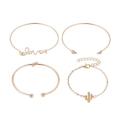 China Women's hot sale bracelet set letters LOVE geometric knot brace lace bracelet combination four-piece set for sale