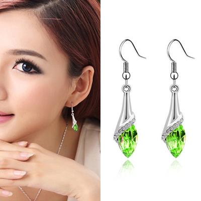 China Women's Fashion Water Drop Gem Earrings All-matching Diamond Crystal Tassel Luminous Earrings for sale