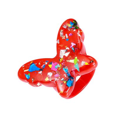 China New Butterfly INS Style INS Cute Acrylic Vintage Resin Ring Fun Butterfly Animal Bracelet For Women for sale