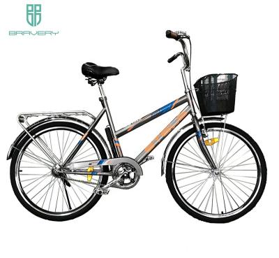 China Factory sale 26 inch stels city bike hot running adult bicycle pedal steel lady bike promotion with basket for Kazakhstan market for sale