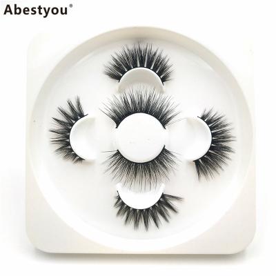 China Abestyou Thick 3 Pairs 25MM OEM Eyelash Factory Wholesale 3D Mink Eyelash Synthetic Eye Lash False Eyelash for sale