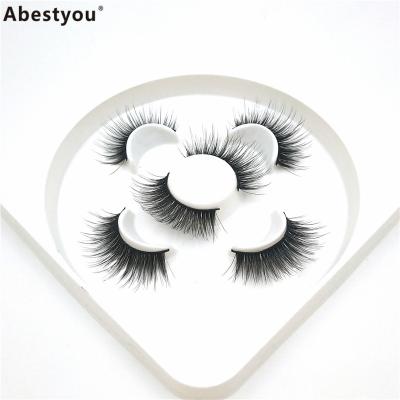 China Abestyou Criss-Cross Long Fluffy Eyelashes 3d Mink Eyelashes Private Label Mink Lashes 25mm 3 Pairs for sale