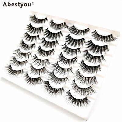 China Long Abestyou Natural Handmade Wholesale Real Mink Fur Faux Mink Eyelashes 14 Pairs Manufacturer for sale