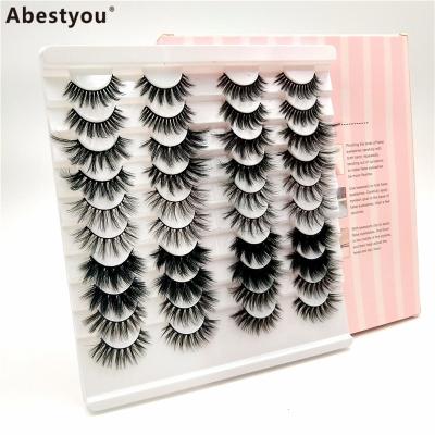 China Abestyou Long Natural False Mink Eyelashes Factory 20Pairs 25mm Eyelashes With Color Box Wholesale Eyelashes for sale