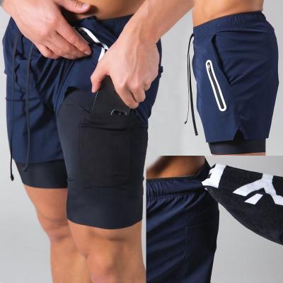 China Men's QUICK DRY 2 in 1 Quick Dry Plus Size Gym Sport Panel Shorts Workout with Interior Phone Pockets for sale