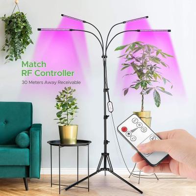 China Seed Starting Led 40w 80LED Head Dimmable Plant Floor Adjustable Four Position Grow Light With Tripod Stand for sale