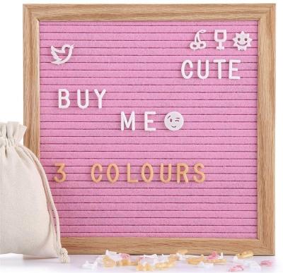 China China 10x10 Inch With Backing Wood Pink Felt Letter Message Board Sign With 338 Changeable Oak Wood Letters for sale