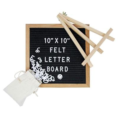 China USA Imported Oak Wood 10 x 10 Inch Wood Grain Sight Scratch Letter Board Felt Characters with 338pcs Letters for Business Anniversary Gifts for sale