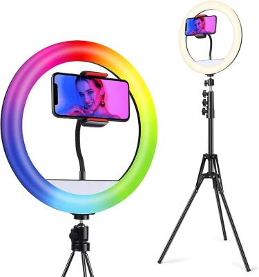 China Adjustable Color Tempurate Photographic Lighting Ring Light With Tripod Stand Youtube Vlog USB Selfie Dimmable RGB Makeup 10 Inch for sale