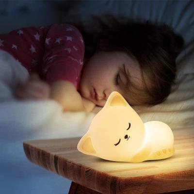 China Modern Touch LED Bedside Portable Rechargeable Parenting Kids Room Color Changeable Cute Baby Kids Cat Night Light for sale