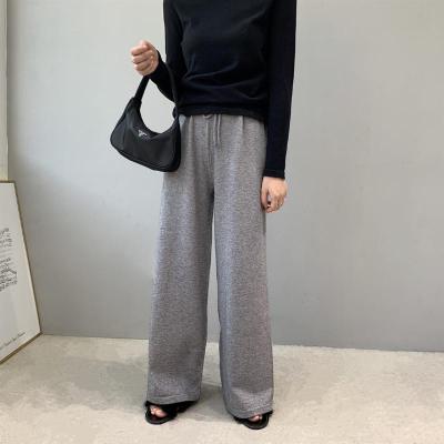 China A009 Minimalism Korean Fashion Viable Wide Leg Sweater Pants Solid Color Wool Blends Knitted Pants Clothing High Quality Wholesale for sale